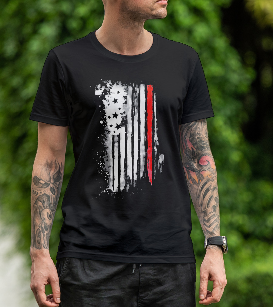 Thin Red Line American Flag Firefighter Fir USA T-Shirt