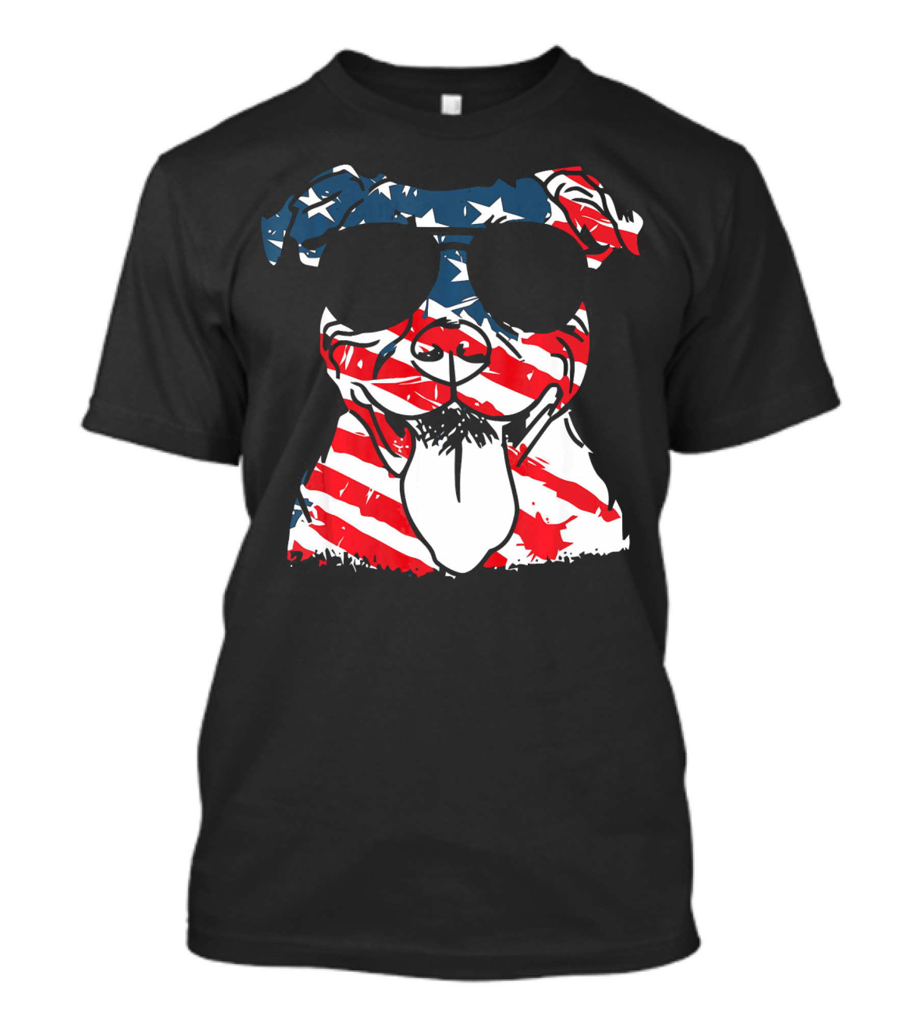 4th Of July Pitbull With American Flag Sunglasses And Stars Stripes T-Shirt