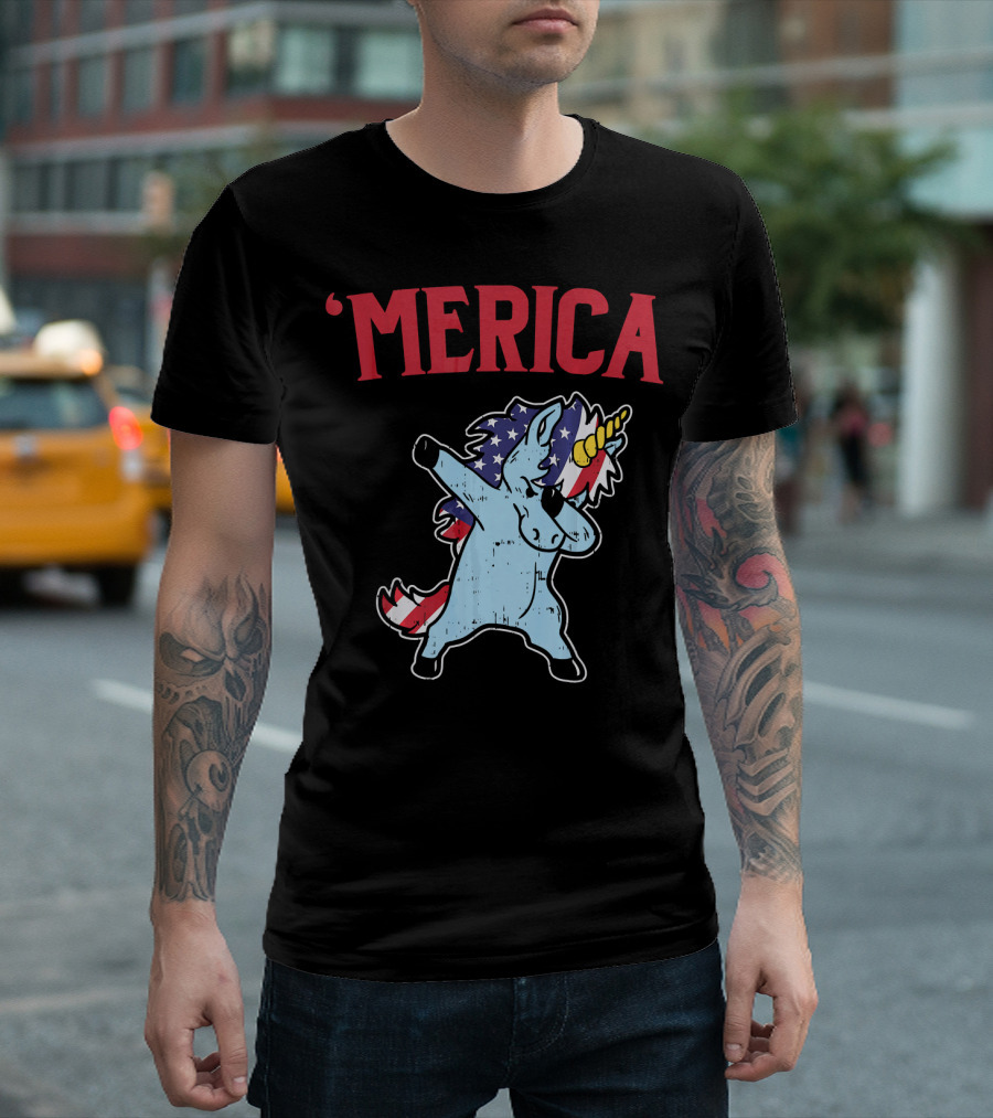 'Merica Unicorn Dabbing Americorn U T-Shirt