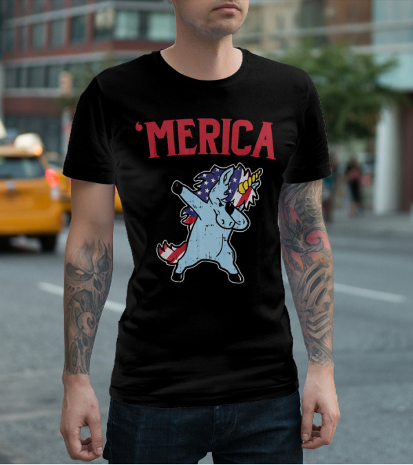 'Merica Unicorn Dabbing Americorn U T-Shirt