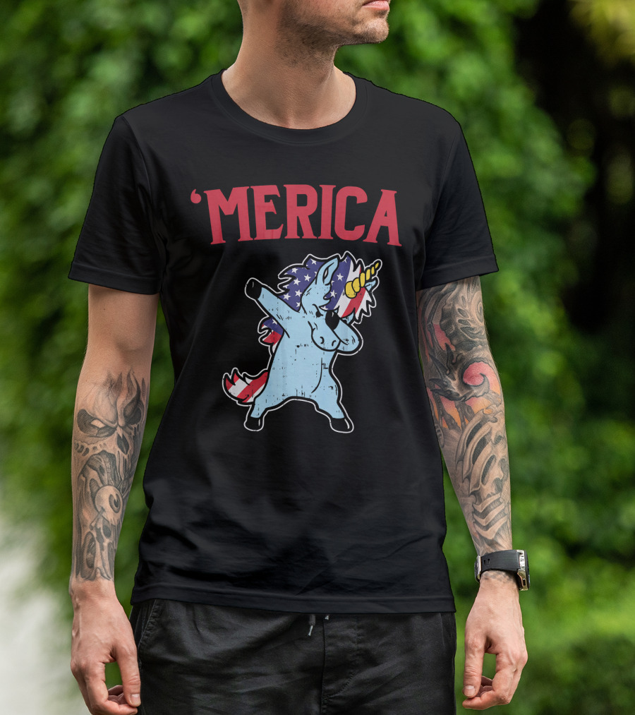 'Merica Unicorn Dabbing Americorn U T-Shirt