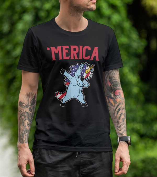 'Merica Unicorn Dabbing Americorn U T-Shirt