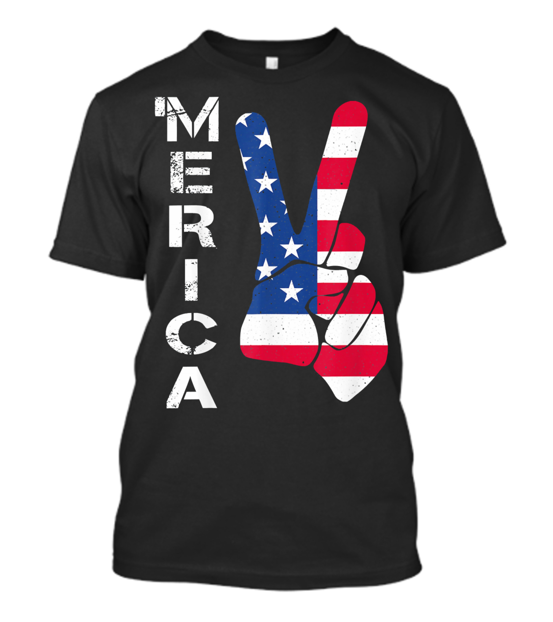 MERICA Peace Sign Hand Stars Stripes 4th Of July T-Shirt
