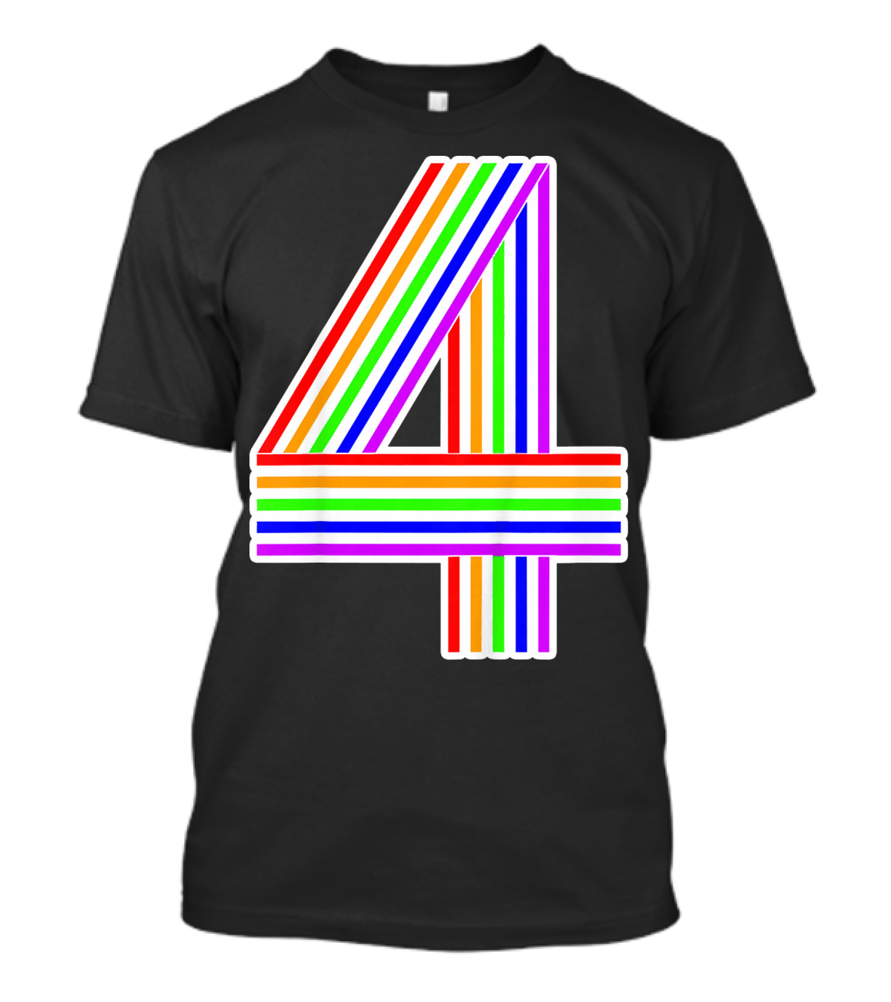 Kids Happy Family Clothing Rainbow Number 4 T-Shirt