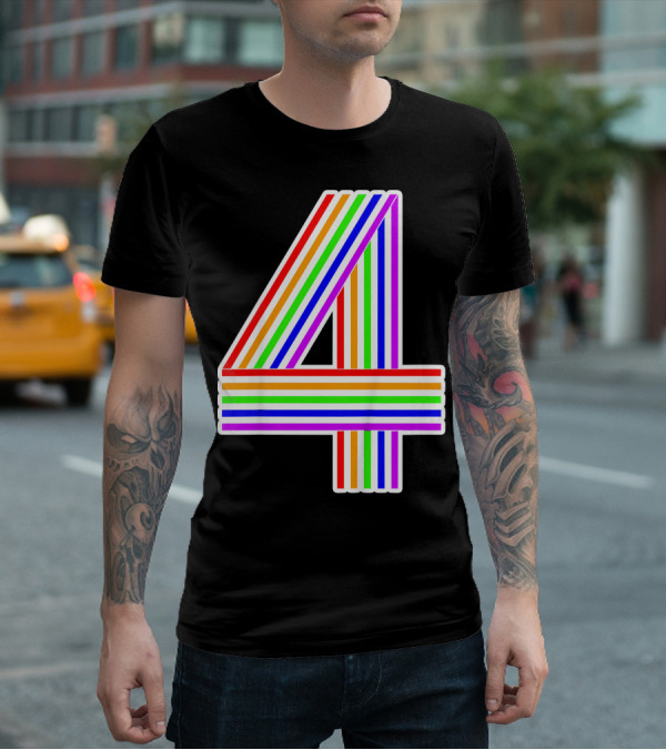 Kids Happy Family Clothing Rainbow Number 4 T-Shirt