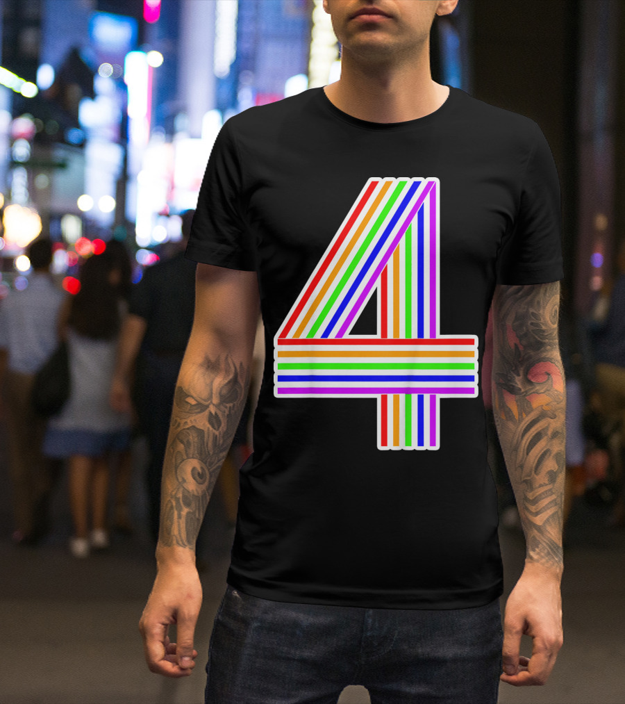 Kids Happy Family Clothing Rainbow Number 4 T-Shirt