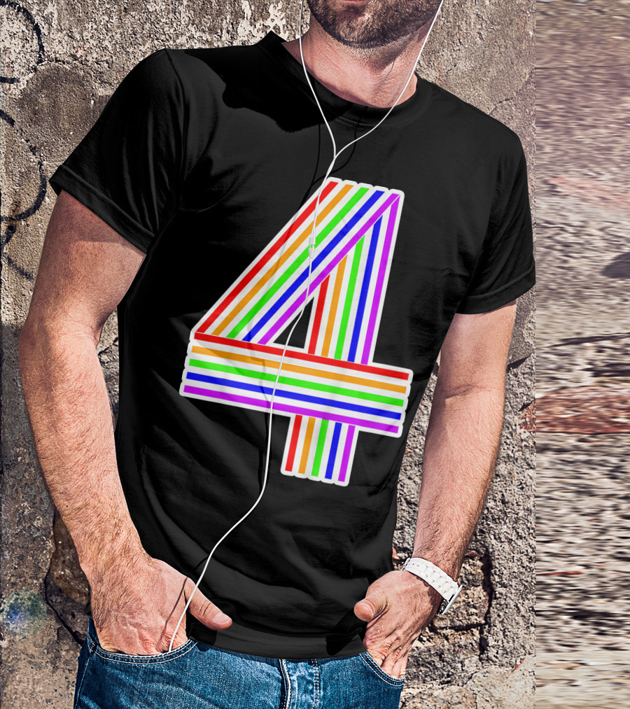 Kids Happy Family Clothing Rainbow Number 4 T-Shirt