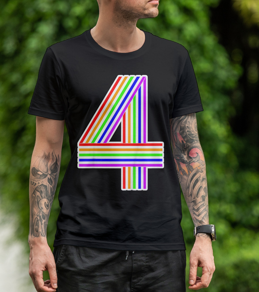 Kids Happy Family Clothing Rainbow Number 4 T-Shirt