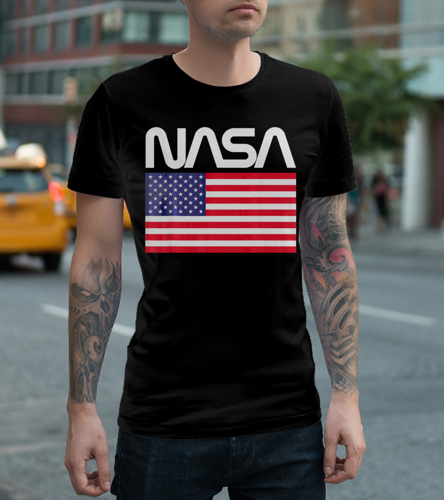 NASA American Flag 4th Of July Space Ast T-Shirt
