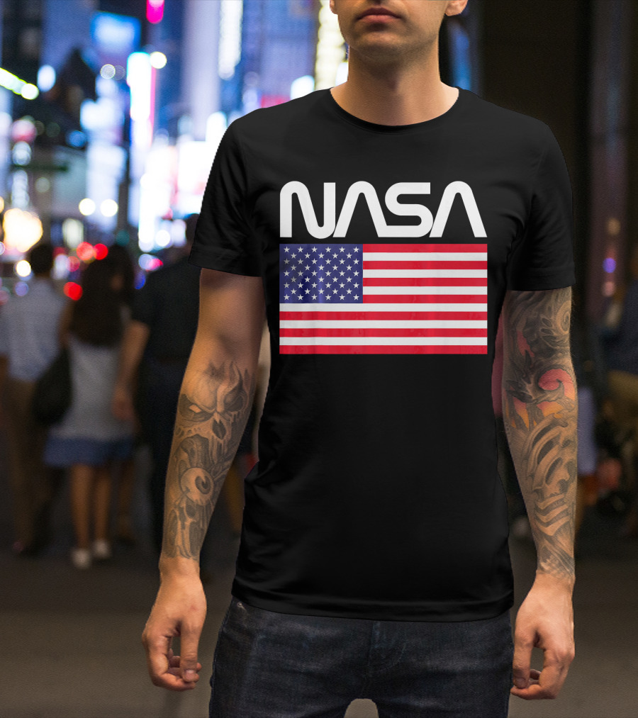 NASA American Flag 4th Of July Space Ast T-Shirt