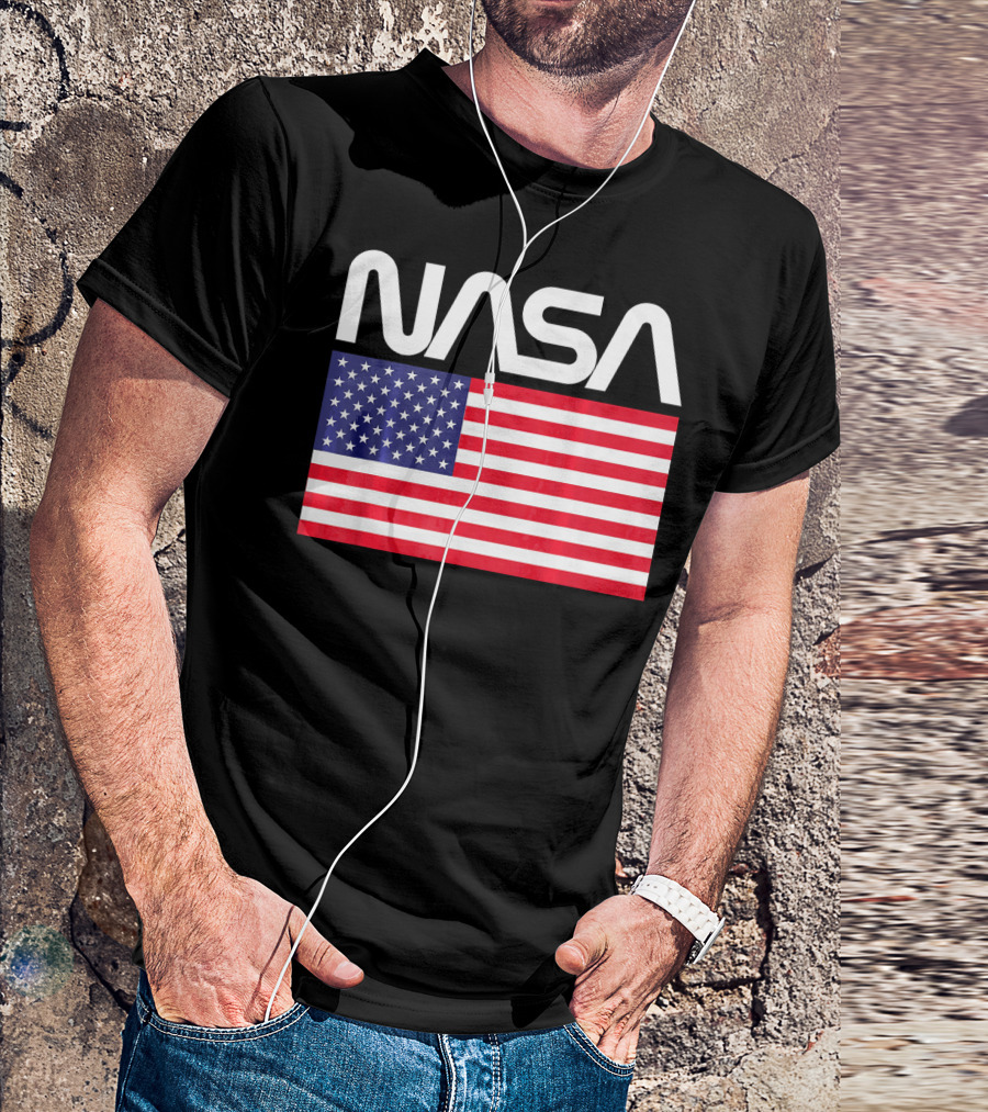 NASA American Flag 4th Of July Space Ast T-Shirt