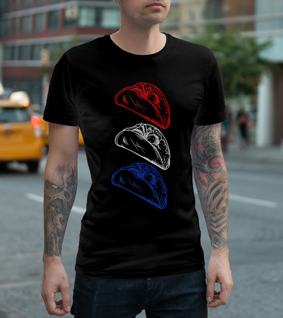Tacos Red White Blue 4th of July Pat T-Shirt