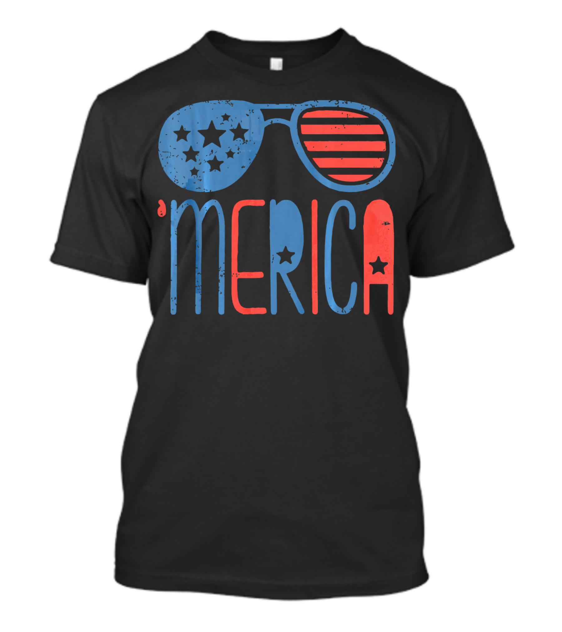 '4th Of July Patriotic 'Merica Aviators With Stars And Stripes' T-Shirt