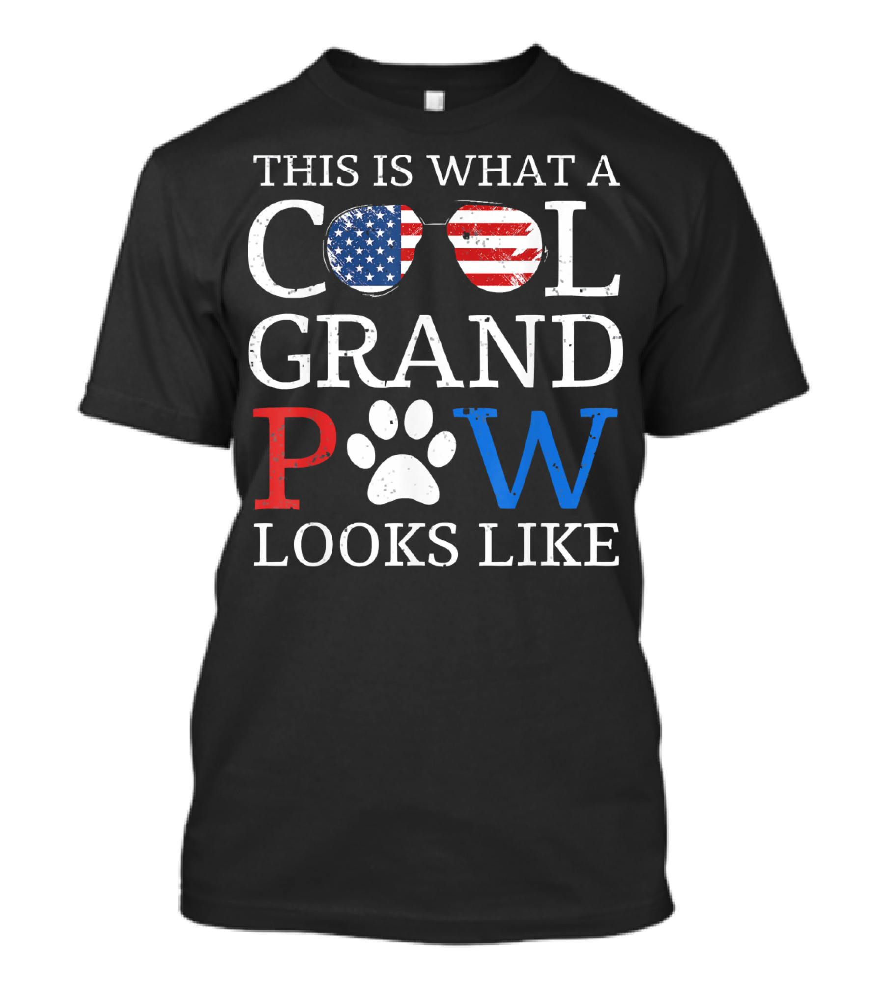 This Is What A Cool Grand Paw Looks Like American Flag Glasses Paw Prints T-Shirt