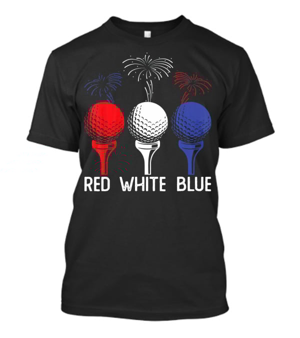 Golf Red White Blue US Flag Patriotic Fireworks T-Shirt