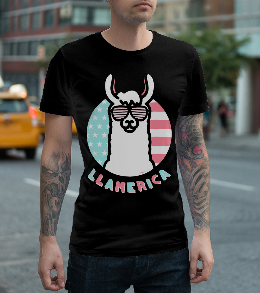Drama Llama Llamerica Stars and Stripes 4th of July Summer T-Shirt