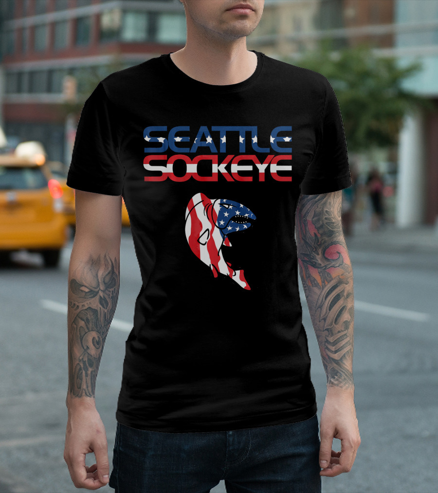 Seattle Sockeye American Flag 4th Of July T-Shirt