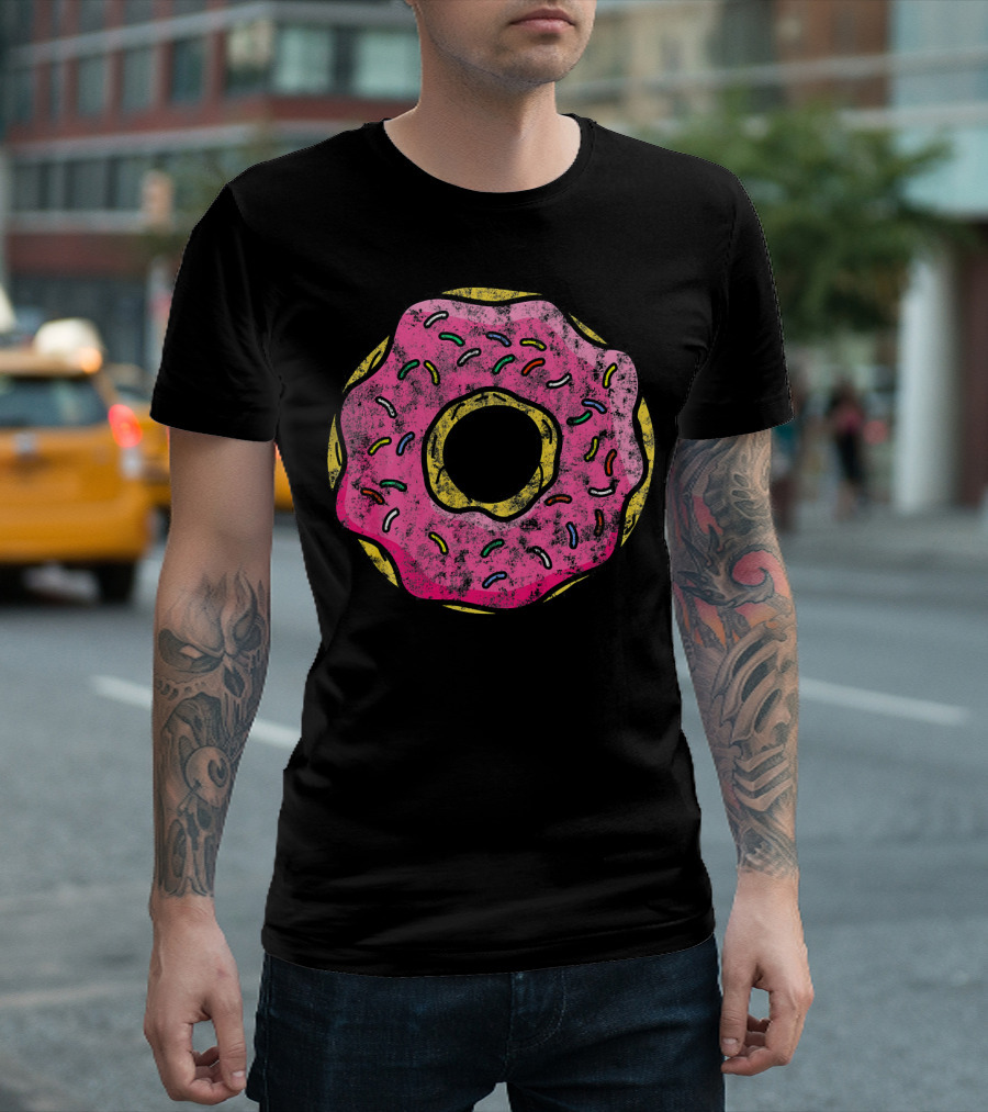 Vintage Pink Donut with Colorful Sprinkles T-Shirt