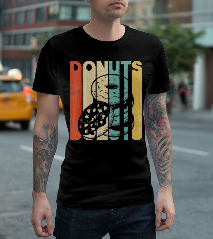 Vintage Retro Donuts Striped T-Shirt