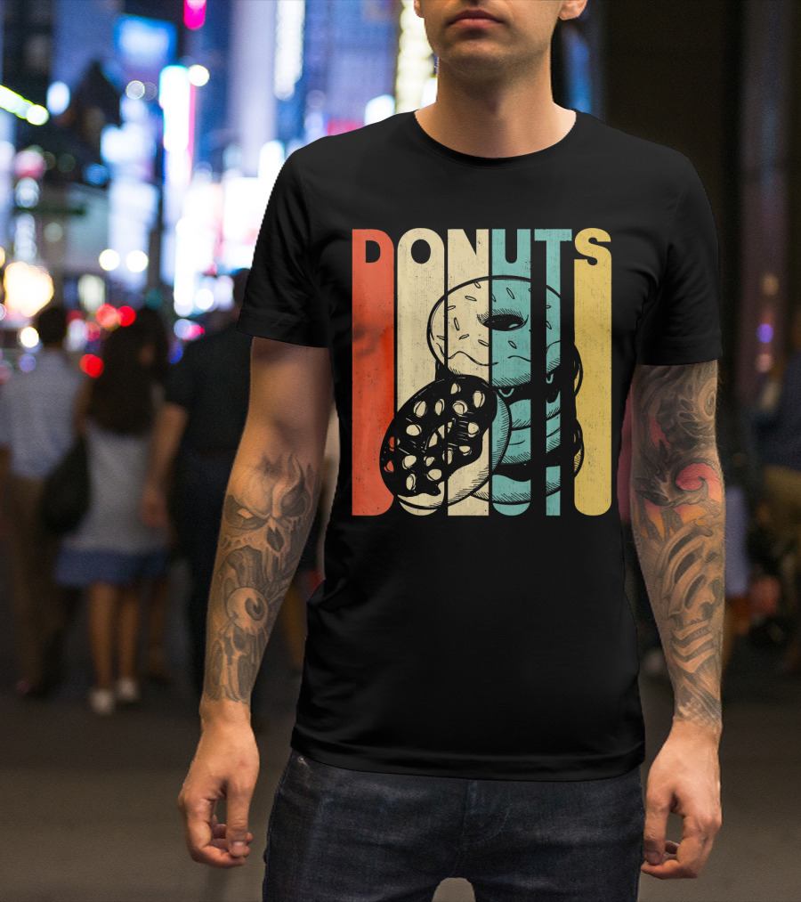 Vintage Retro Donuts Striped T-Shirt