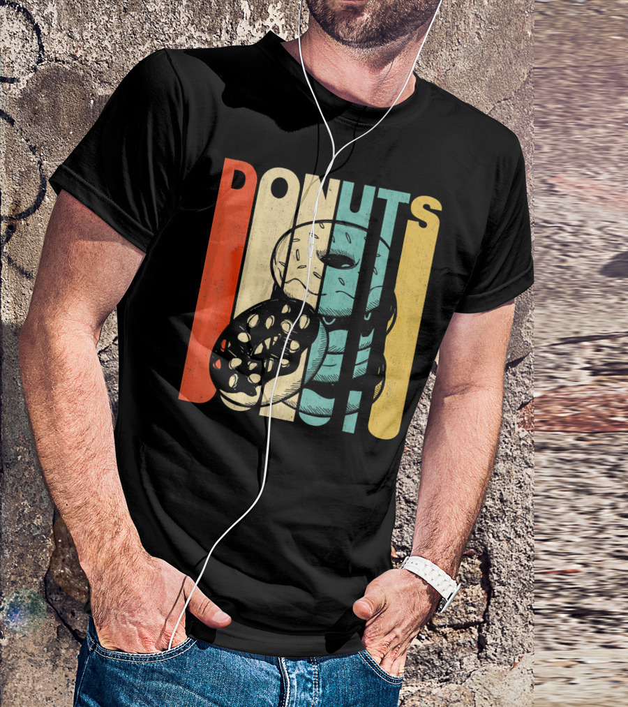 Vintage Retro Donuts Striped T-Shirt
