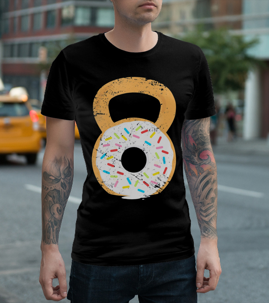 Kettlebell Doughnut with Sprinkles Fitness Humor T-Shirt