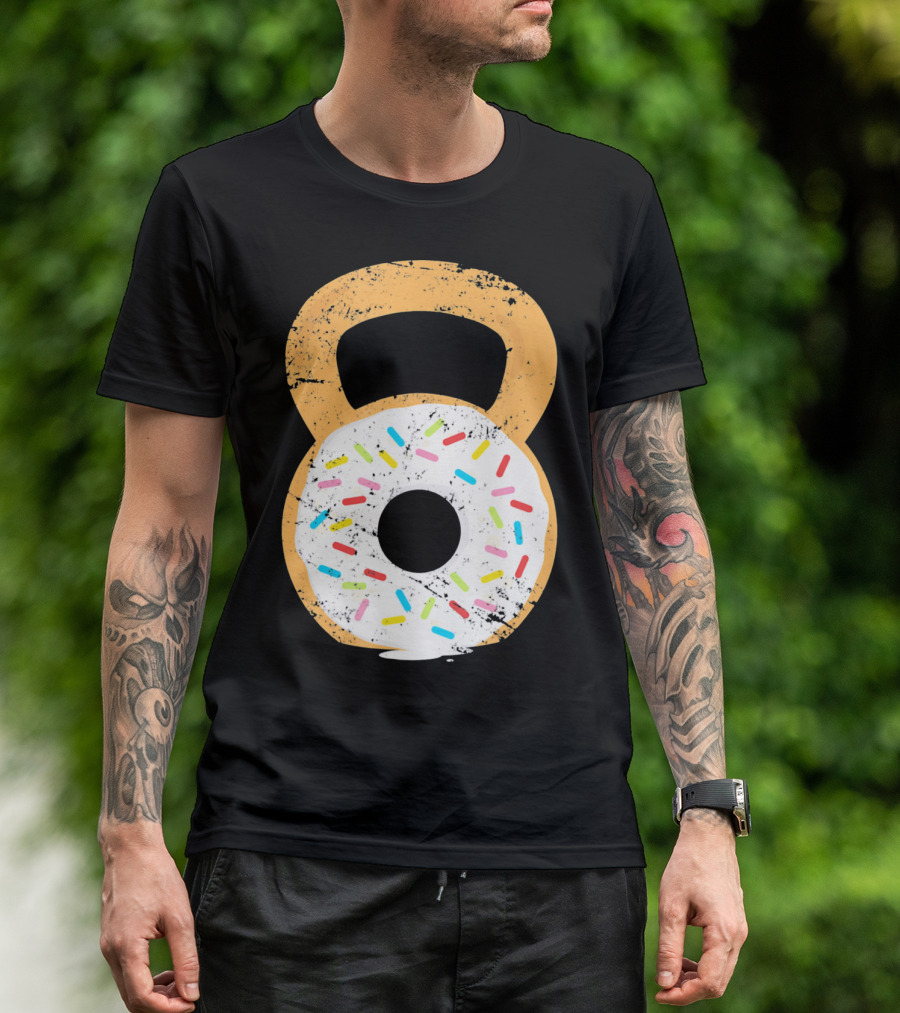 Kettlebell Doughnut With Sprinkles Fitness Humor T-Shirt
