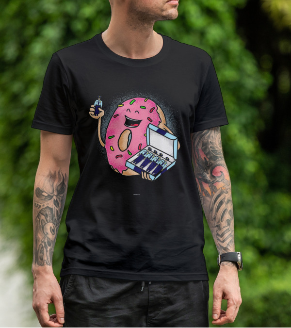 Funny Donut Holding Mini Cops With Sprinkles T-Shirt