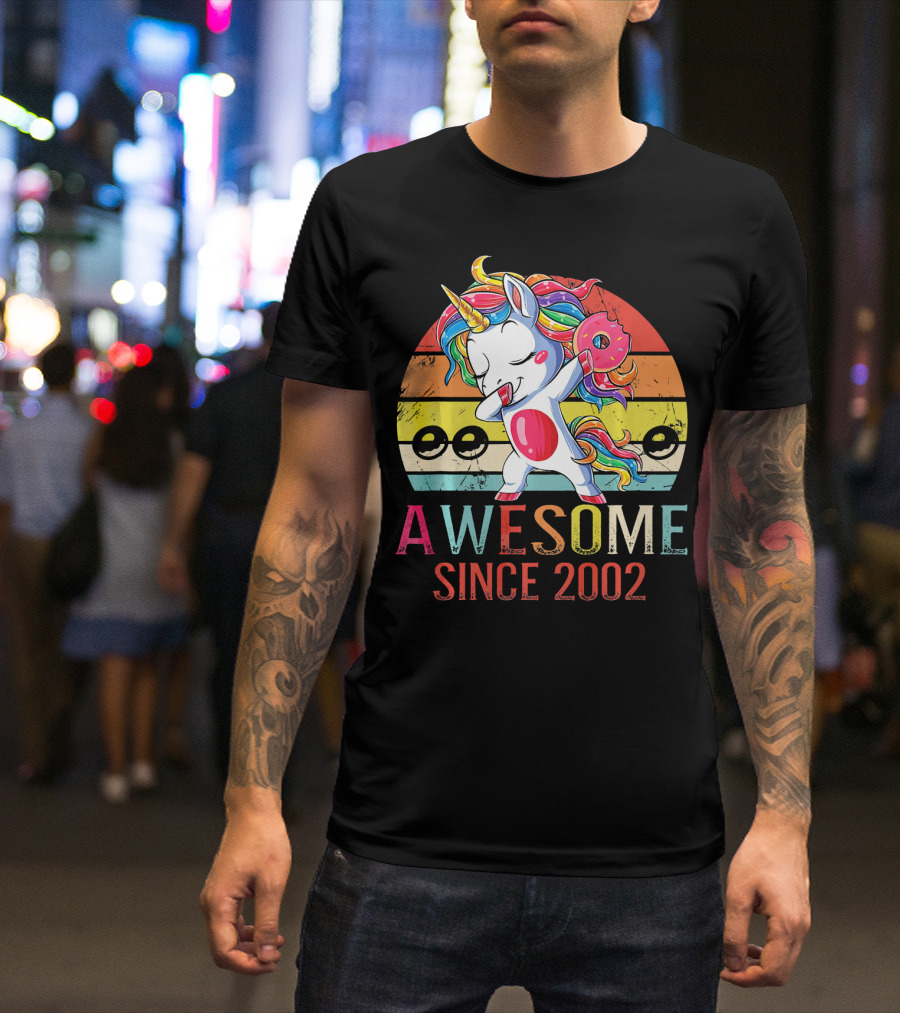 Awesome Unicorn Dabbing Donut Since 2002 T-Shirt