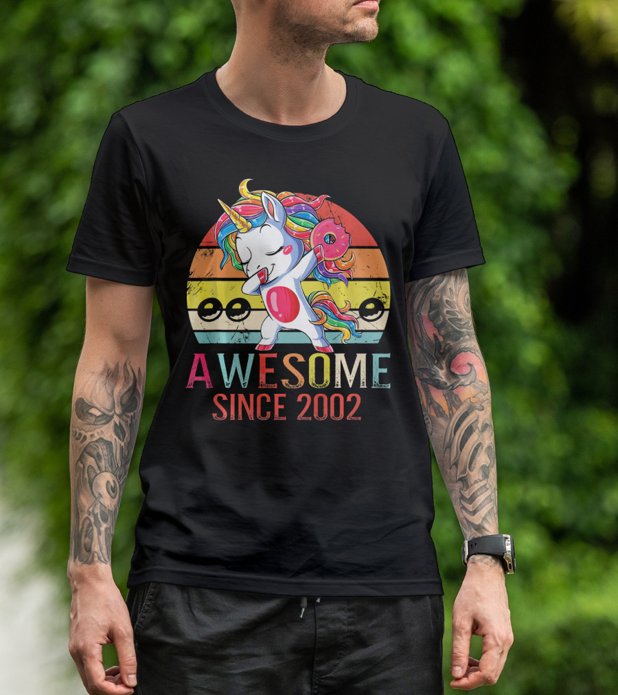 Awesome Unicorn Dabbing Donut Since 2002 T-Shirt