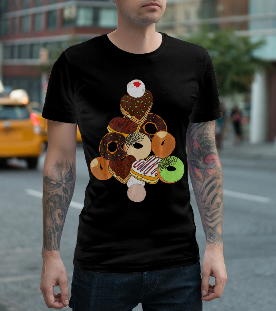Christmas Tree Made Of Festive Holiday Donuts T-Shirt