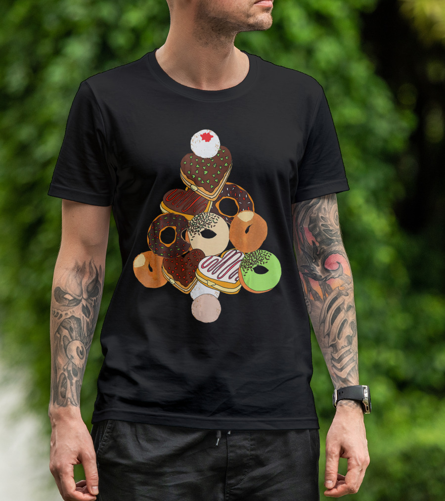 Christmas Tree Made Of Festive Holiday Donuts T-Shirt