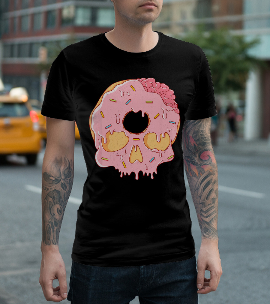 Donut Skull With Sprinkles And Brain Drip T-Shirt