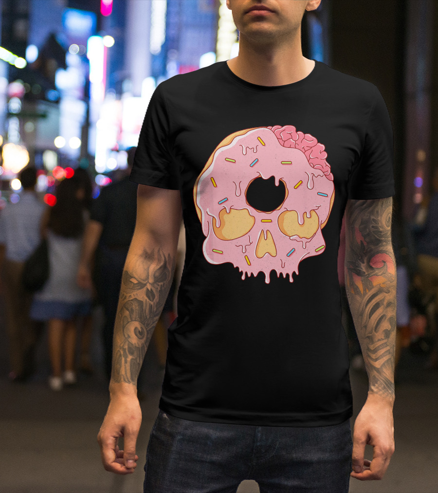 Donut Skull With Sprinkles And Brain Drip T-Shirt