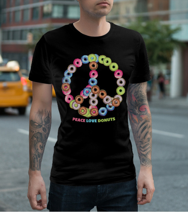 Peace Love Donuts For Bakers Pastry Doughnut Peace Sign T-Shirt