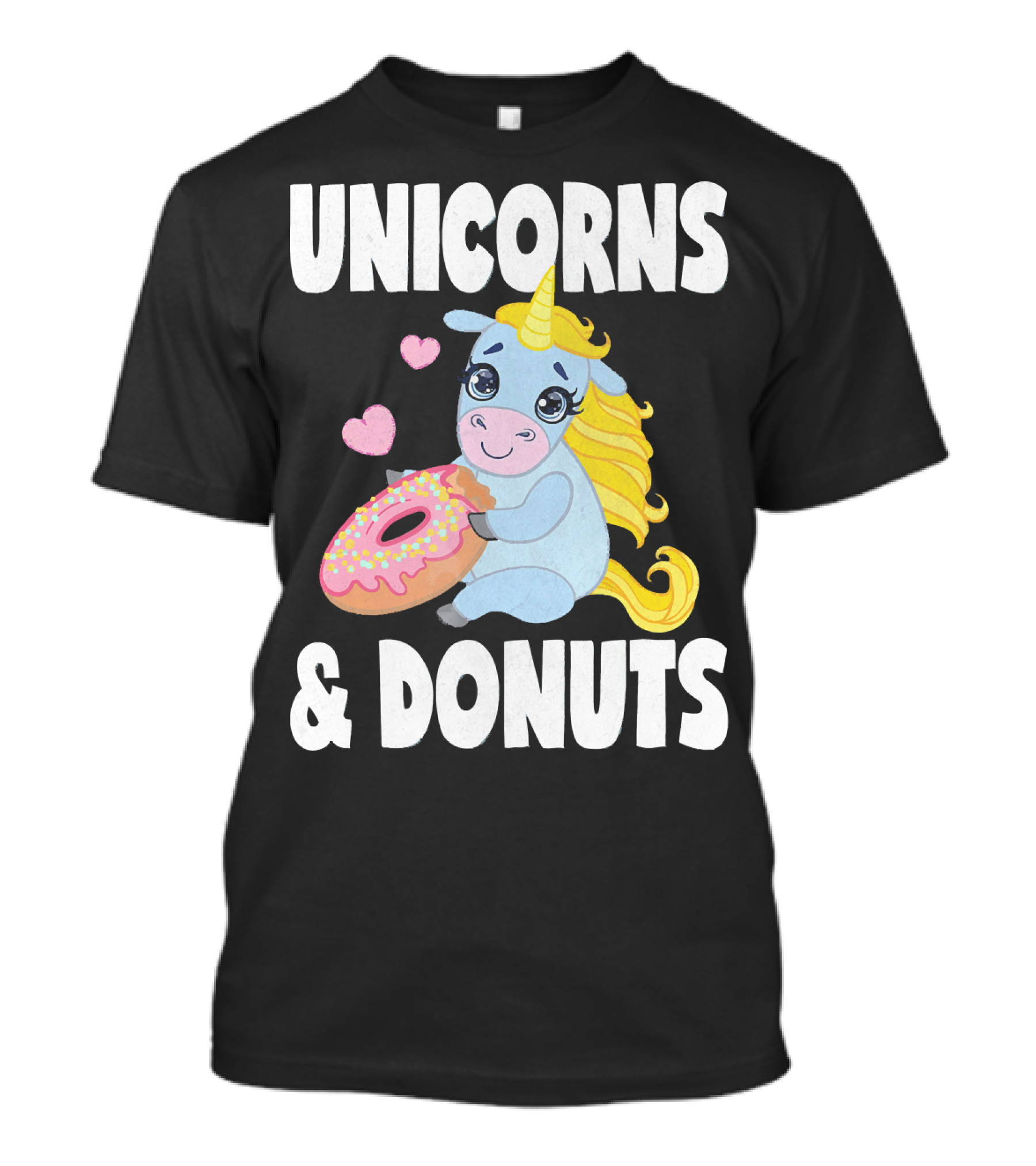 Unicorns And Donuts Cute Vintage Donuts Hearts T-Shirt