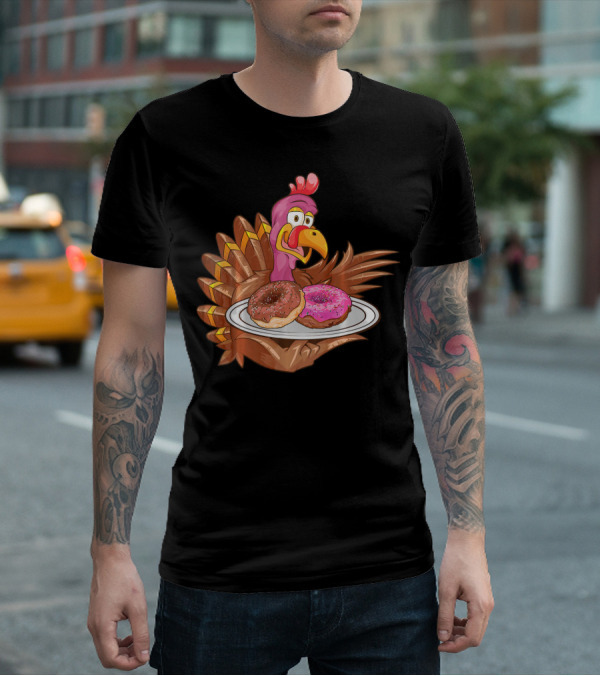 Cute Turkey Serving Donuts T-Shirt