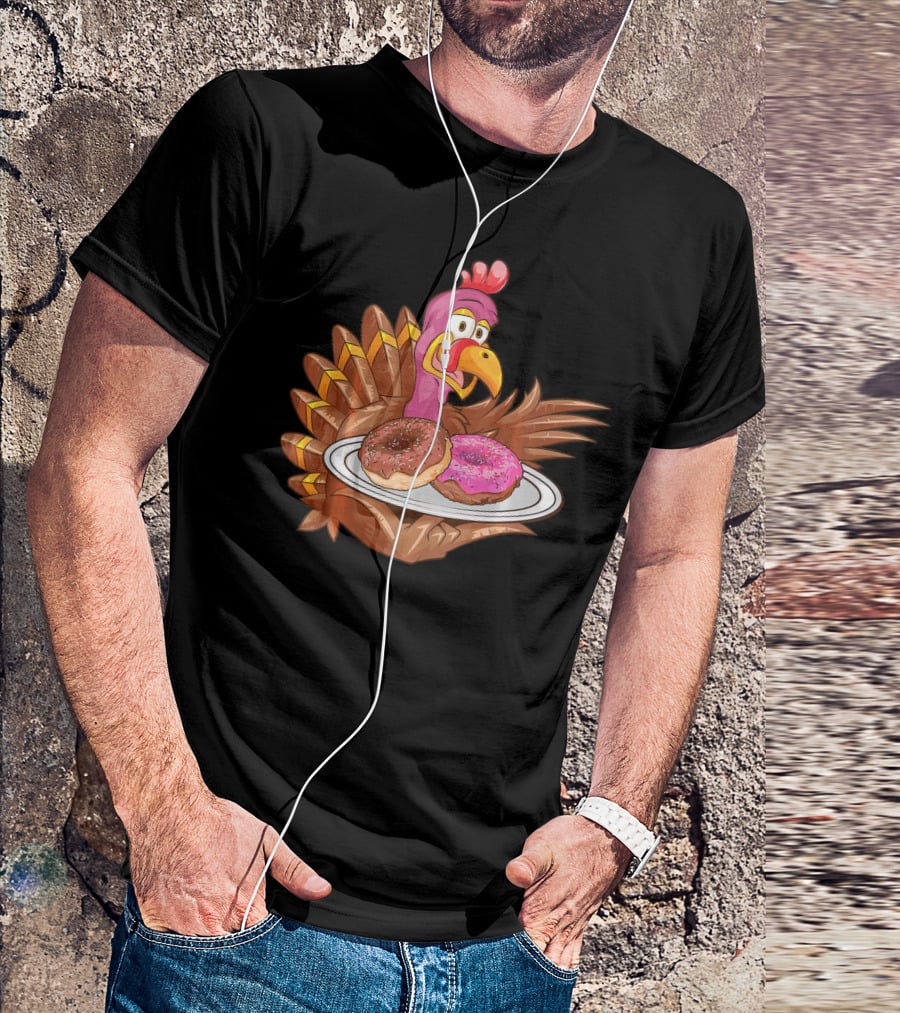 Cute Turkey Serving Donuts T-Shirt