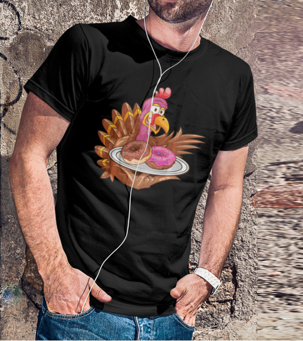 Cute Turkey Serving Donuts T-Shirt