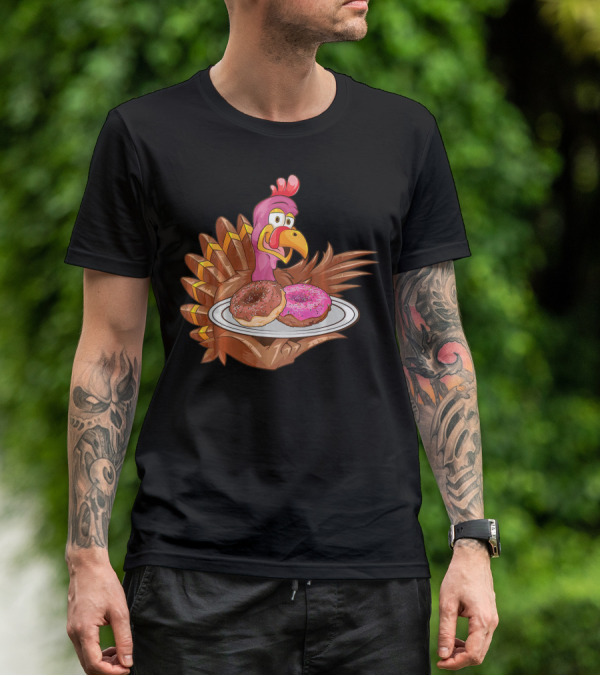 Cute Turkey Serving Donuts T-Shirt