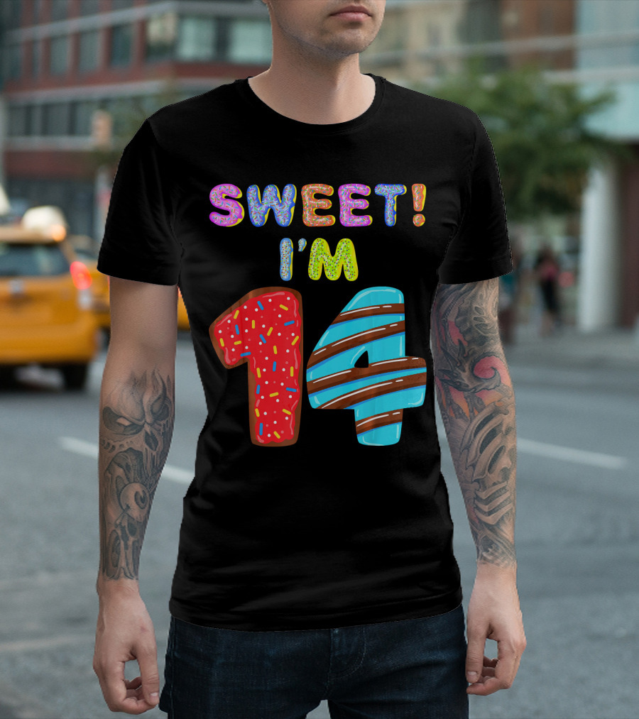 Sweet I'm 14 Birthday Donut Sprinkles Fun T-Shirt