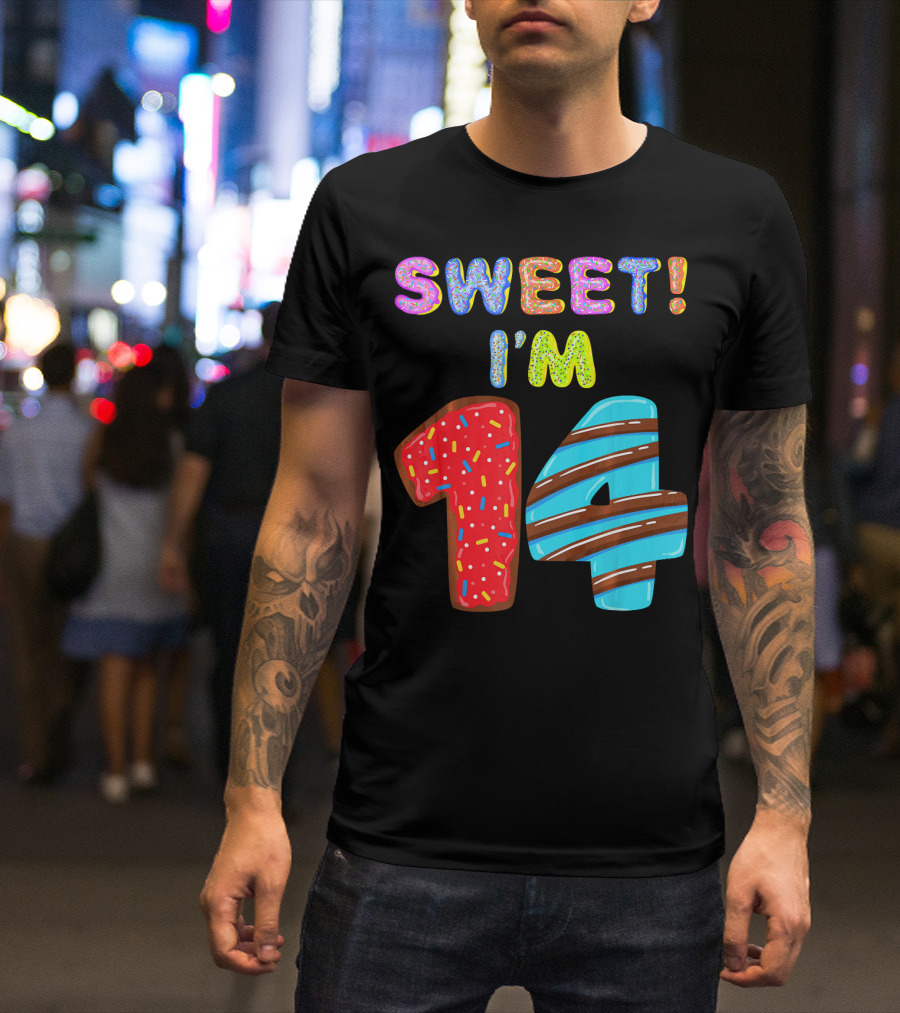 Sweet I'm 14 Birthday Donut Sprinkles Fun T-Shirt