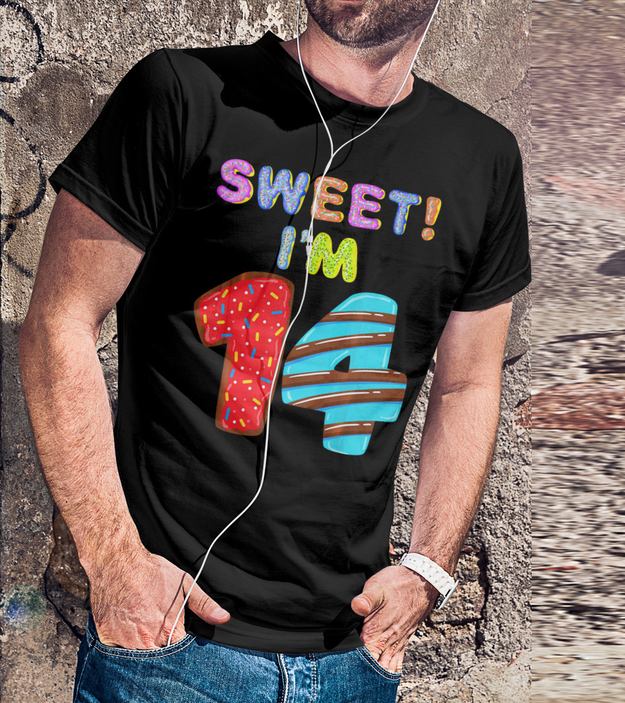Sweet I'm 14 Birthday Donut Sprinkles Fun T-Shirt