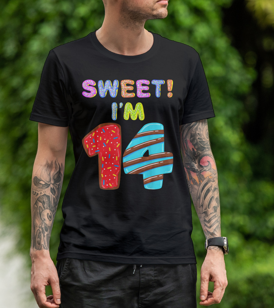 Sweet I'm 14 Birthday Donut Sprinkles Fun T-Shirt