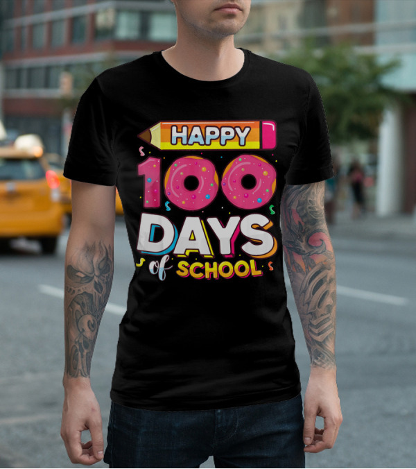 Happy 100 Days Of School Funny Donut T-Shirt