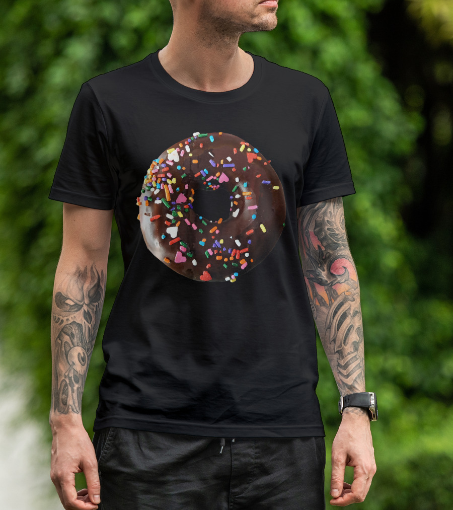 Chocolate Donut Sprinkles Cool Matching Couple Fun T-Shirt