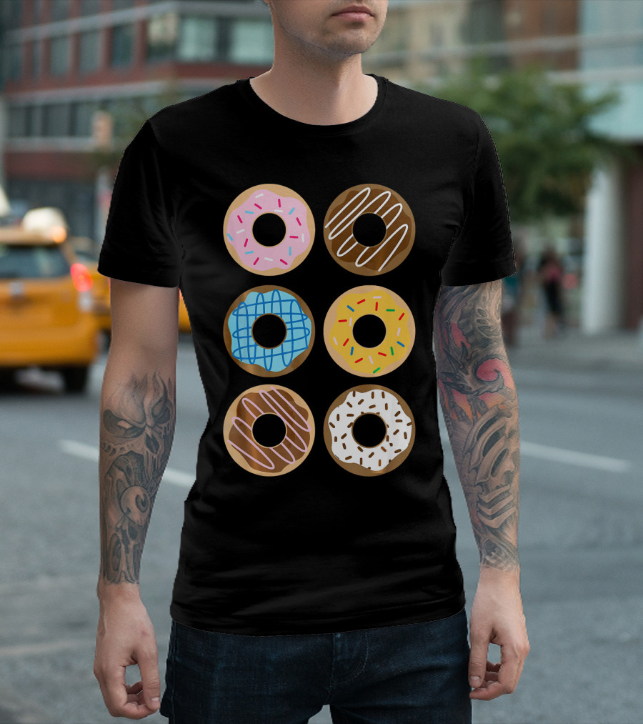 Cute Donut 6 Fun Sprinkled Doughnuts Delight T-Shirt