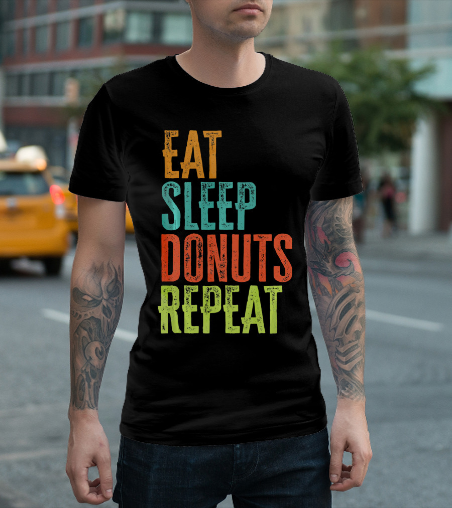 Eat Sleep Donuts Repeat Retro Coffee Dou T-Shirt