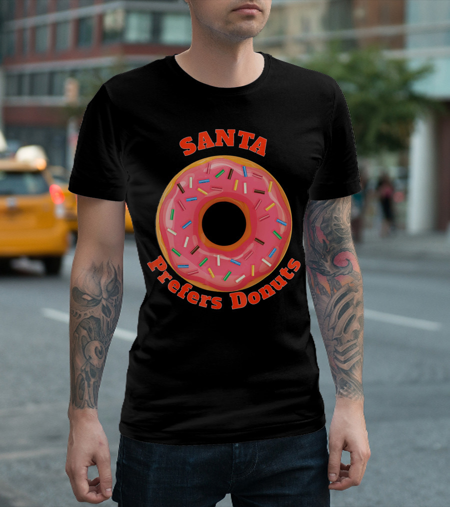 Santa Prefers Donuts Pink Sprinkled Delight T-Shirt