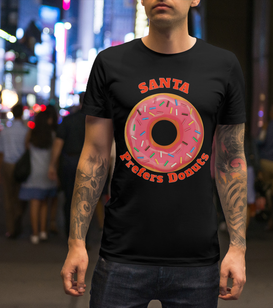 Santa Prefers Donuts Pink Sprinkled Delight T-Shirt